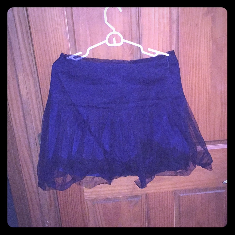 Rodarte tulle & lace size 11 navy blue mini skirt